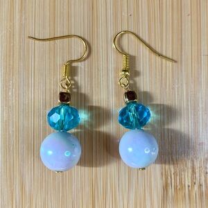 Elegant Gold and Blue Beaded Earrings